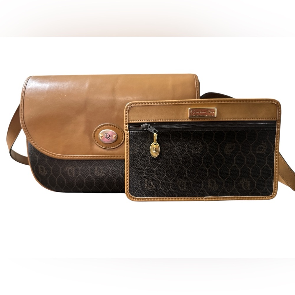 Christian Dior Vintage Brown and Black honeycomb Bags with Premium Leather
